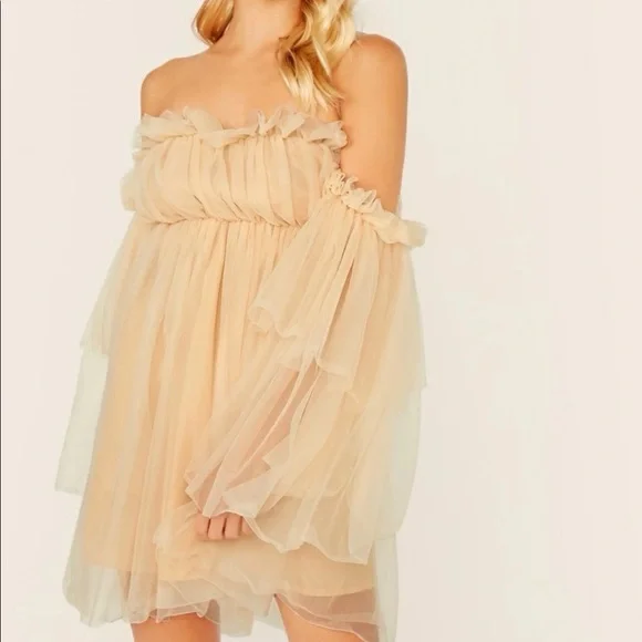 Off the shoulder ruffle mesh dress - Picture 3 of 7